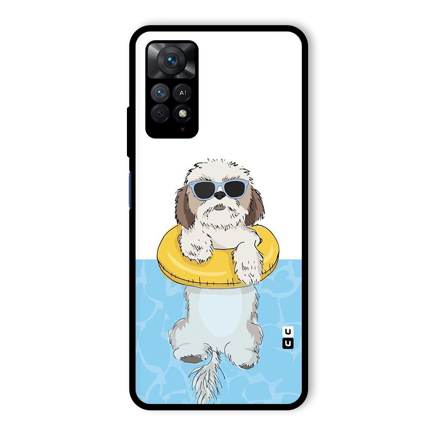 Swimming Doggo Glass Back Case for Redmi Note 11 Pro