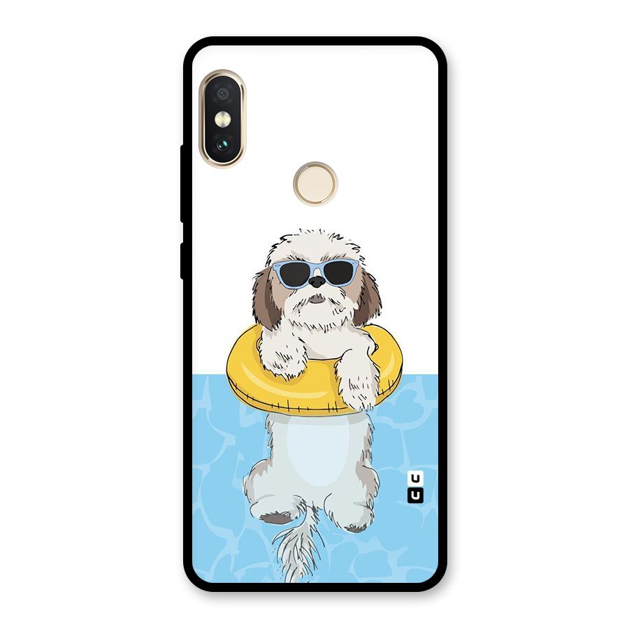 Swimming Doggo Glass Back Case for Redmi Note 5 Pro
