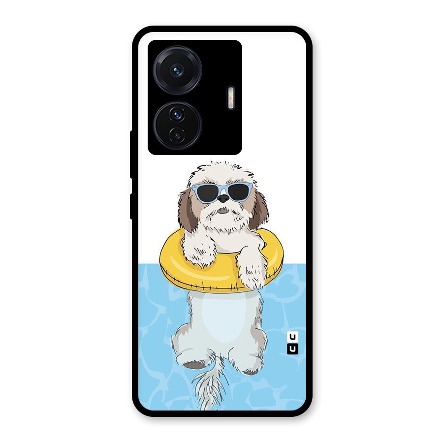 Swimming Doggo Glass Back Case for Vivo T1 Pro