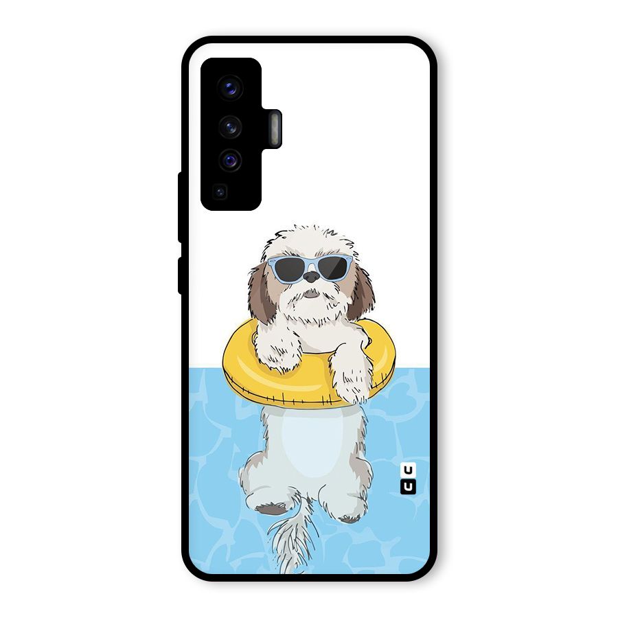 Swimming Doggo Glass Back Case for Vivo X50