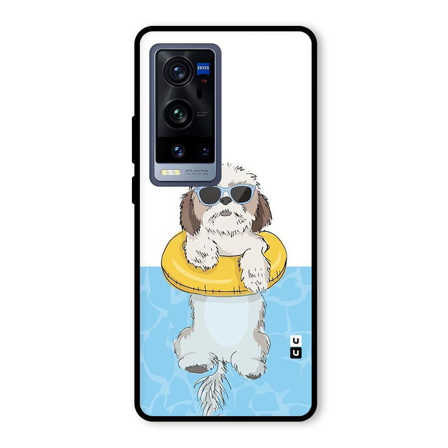Swimming Doggo Glass Back Case for Vivo X60 Pro Plus