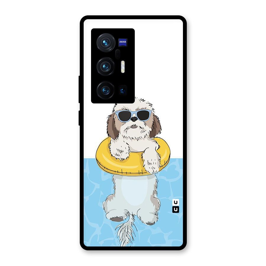 Swimming Doggo Glass Back Case for Vivo X70 Pro Plus