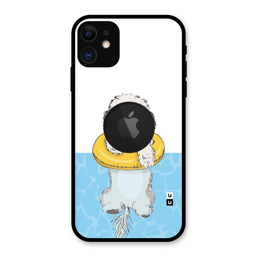 Swimming Doggo Glass Back Case for iPhone 11 Logo Cut