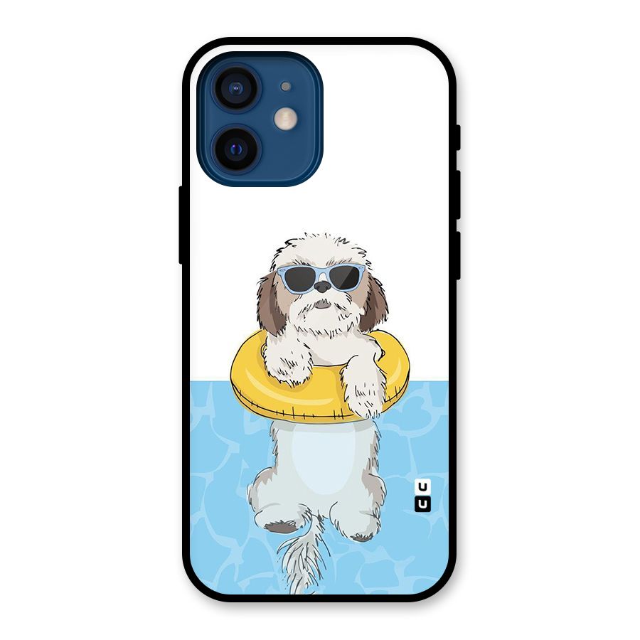 Swimming Doggo Glass Back Case for iPhone 12 Mini
