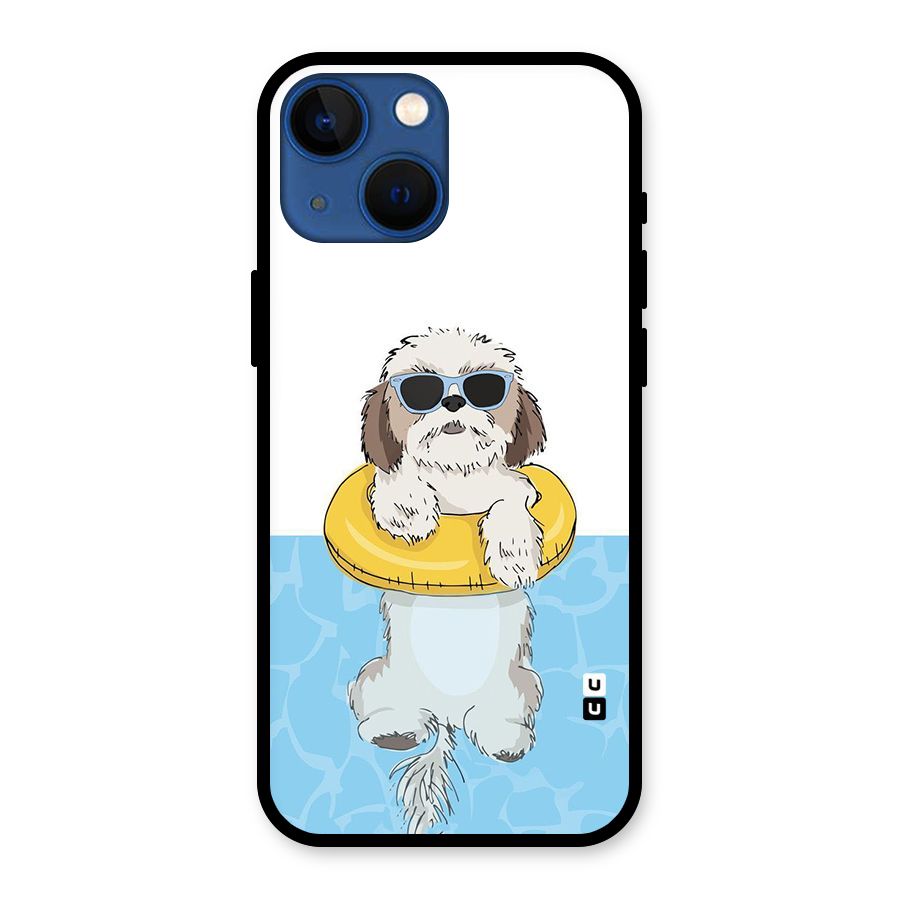 Swimming Doggo Glass Back Case for iPhone 13 Mini