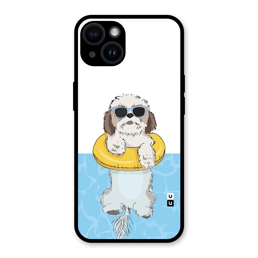 Swimming Doggo Glass Back Case for iPhone 14
