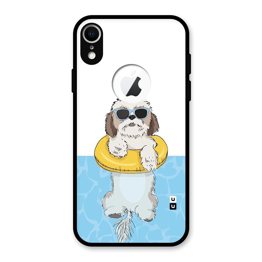 Swimming Doggo Glass Back Case for iPhone XR Logo Cut