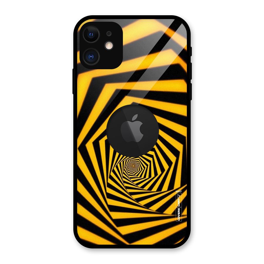 Taxi Pattern Glass Back Case for iPhone 11 Logo Cut
