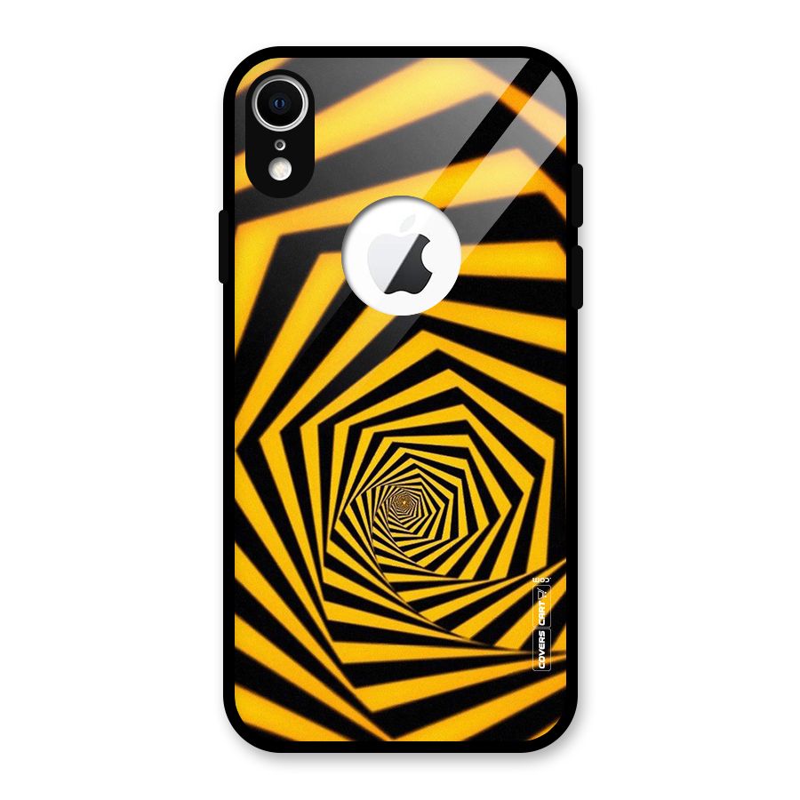 Taxi Pattern Glass Back Case for iPhone XR Logo Cut