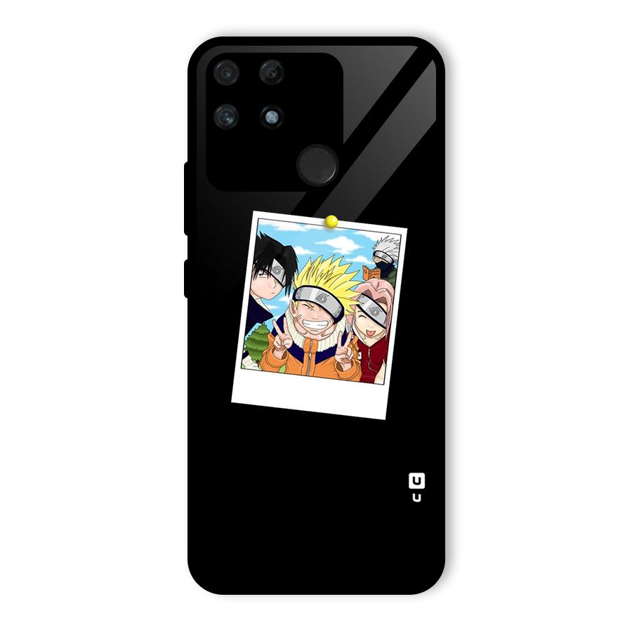 Team Kakashi Cute Glass Back Case for Realme Narzo 50A