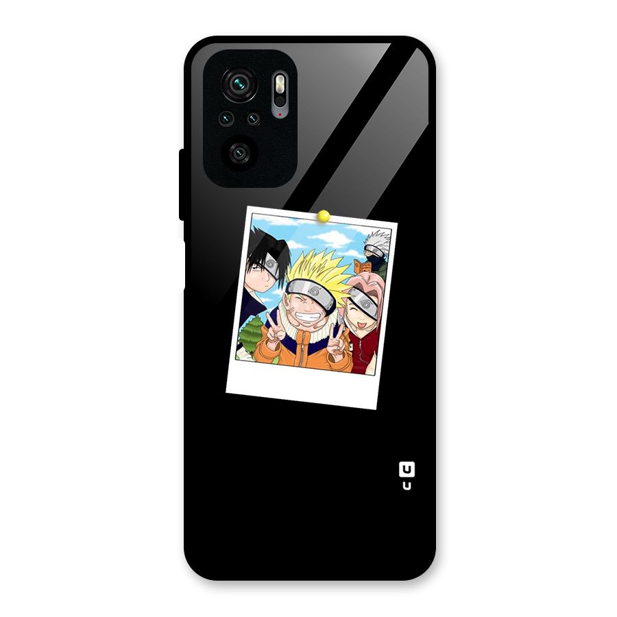 Team Kakashi Cute Glass Back Case for Redmi Note 10S