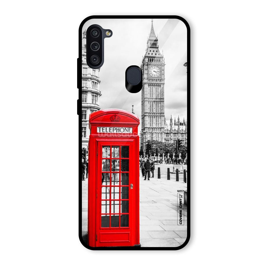 Telephone Booth Glass Back Case for Galaxy M11
