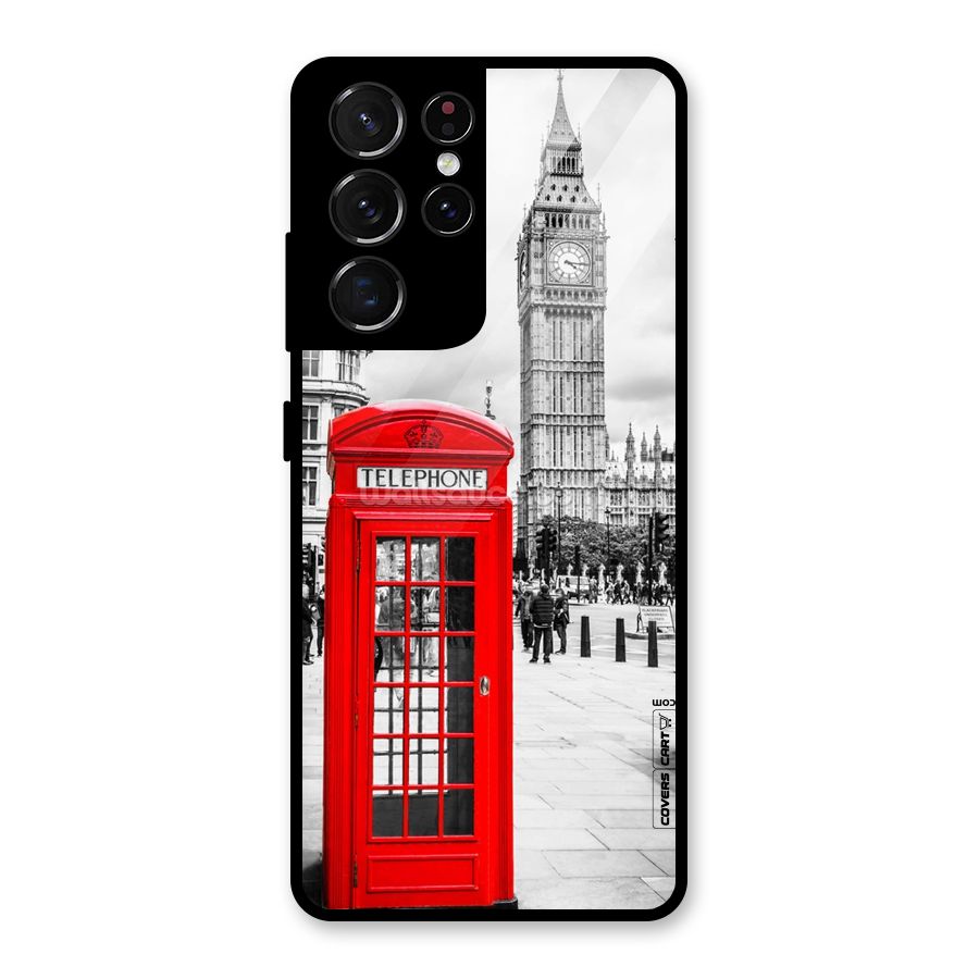Telephone Booth Glass Back Case for Galaxy S21 Ultra 5G