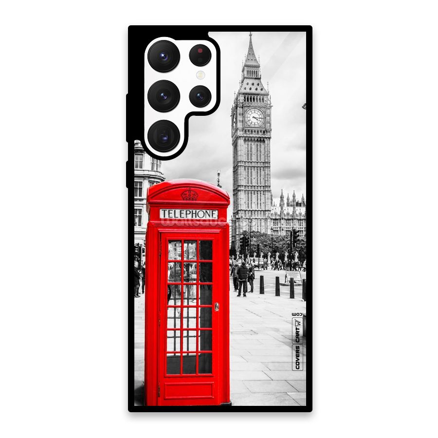 Telephone Booth Glass Back Case for Galaxy S22 Ultra 5G