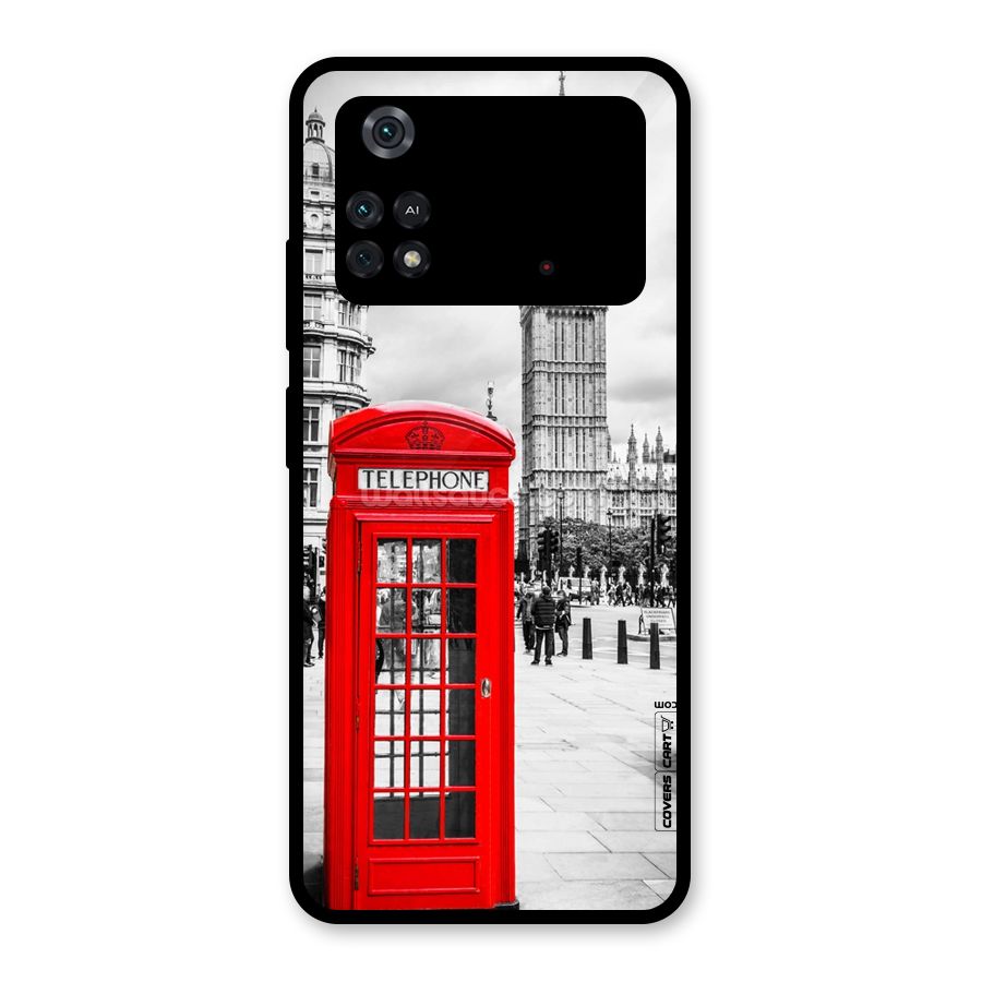 Telephone Booth Glass Back Case for Poco M4 Pro 4G
