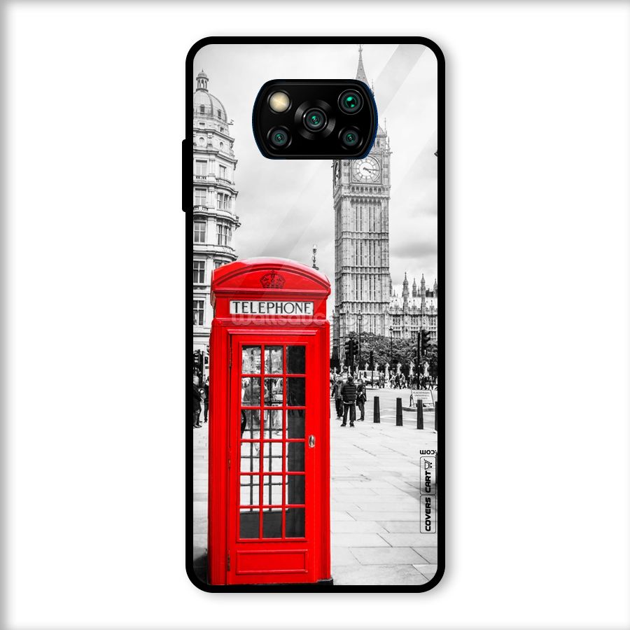 Telephone Booth Glass Back Case for Poco X3