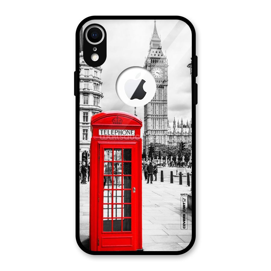 Telephone Booth Glass Back Case for iPhone XR Logo Cut