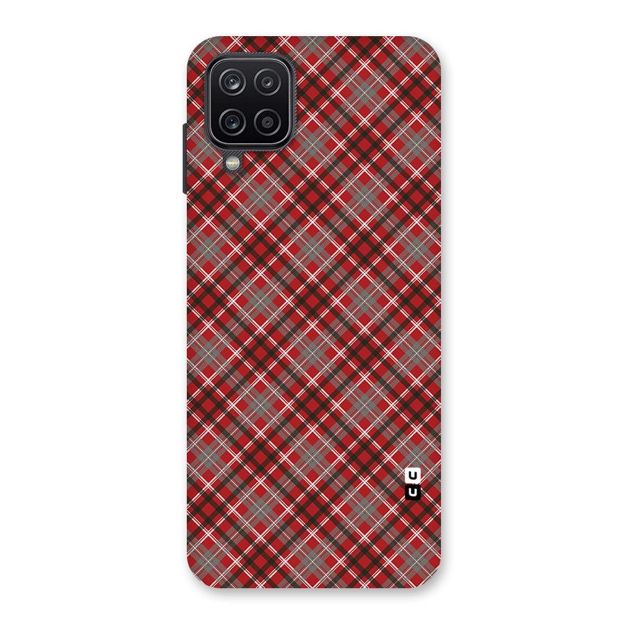 Textile Check Pattern Back Case for Galaxy A12