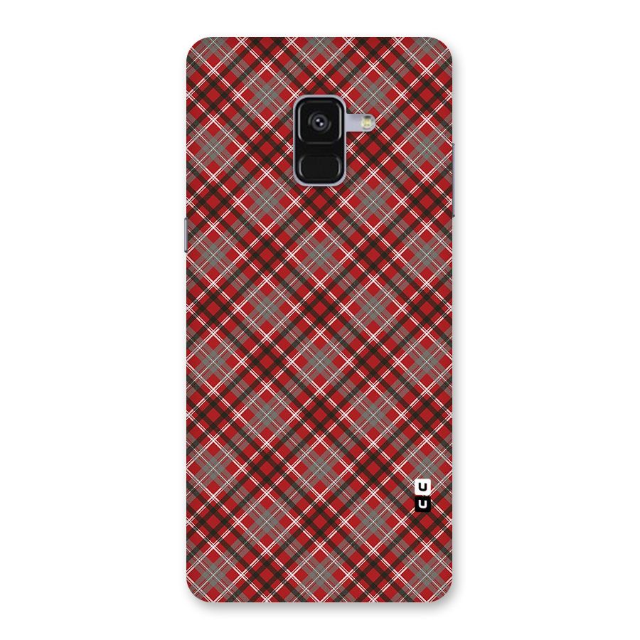 Textile Check Pattern Back Case for Galaxy A8 Plus