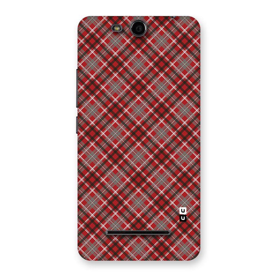 Textile Check Pattern Back Case for Micromax Canvas Juice 3 Q392