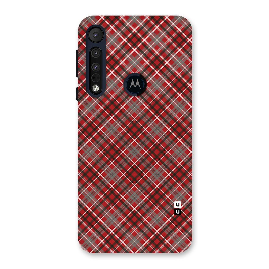 Textile Check Pattern Back Case for Motorola One Macro
