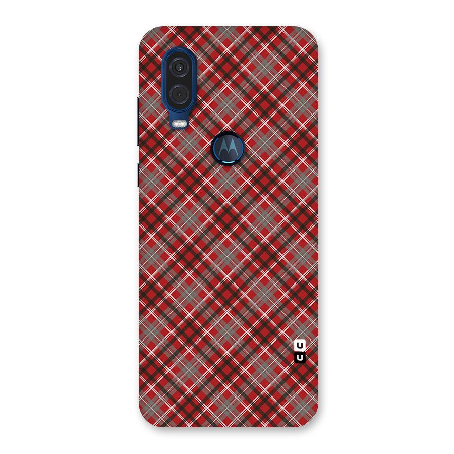 Textile Check Pattern Back Case for Motorola One Vision