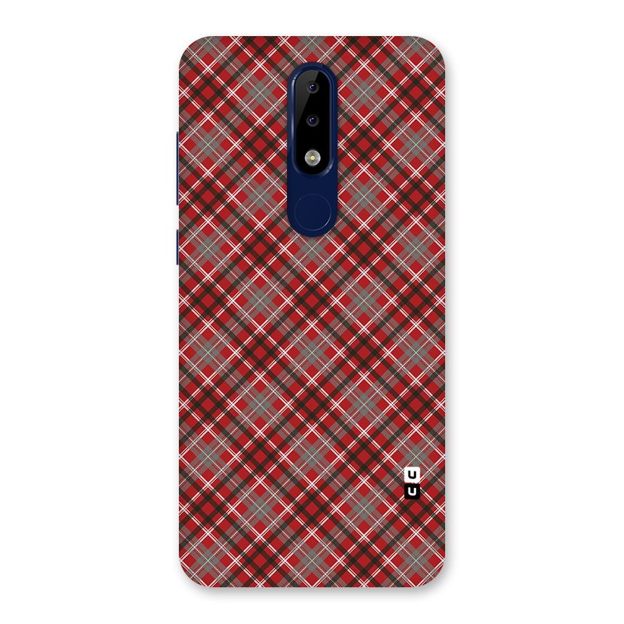 Textile Check Pattern Back Case for Nokia 5.1 Plus
