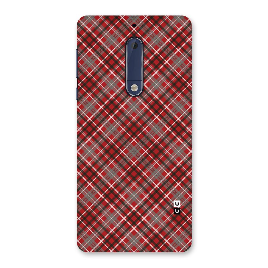 Textile Check Pattern Back Case for Nokia 5