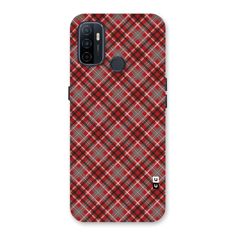 Textile Check Pattern Back Case for Oppo A32