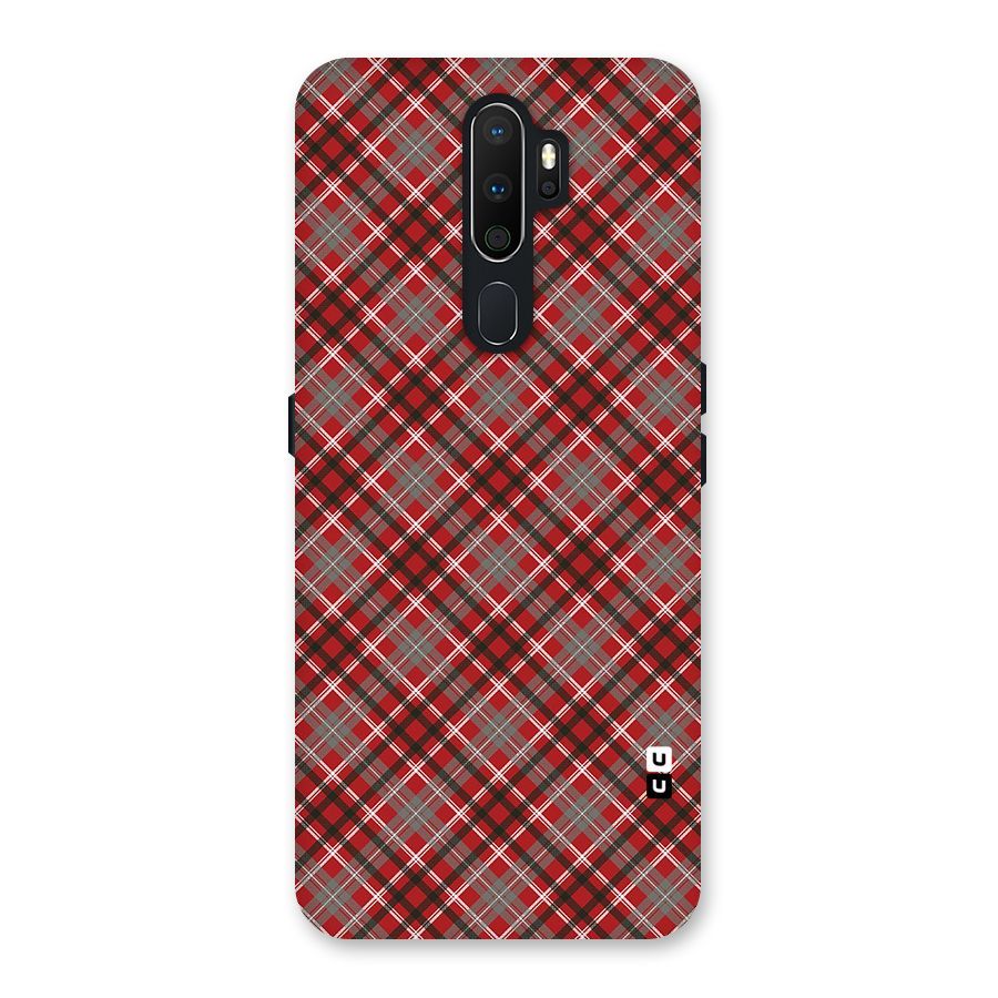 Textile Check Pattern Back Case for Oppo A5 (2020)
