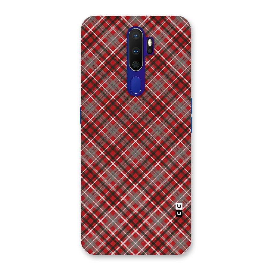 Textile Check Pattern Back Case for Oppo A9 (2020)