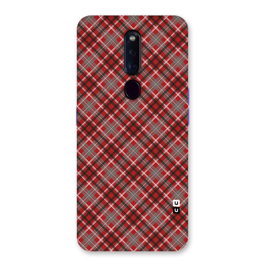 Textile Check Pattern Back Case for Oppo F11 Pro