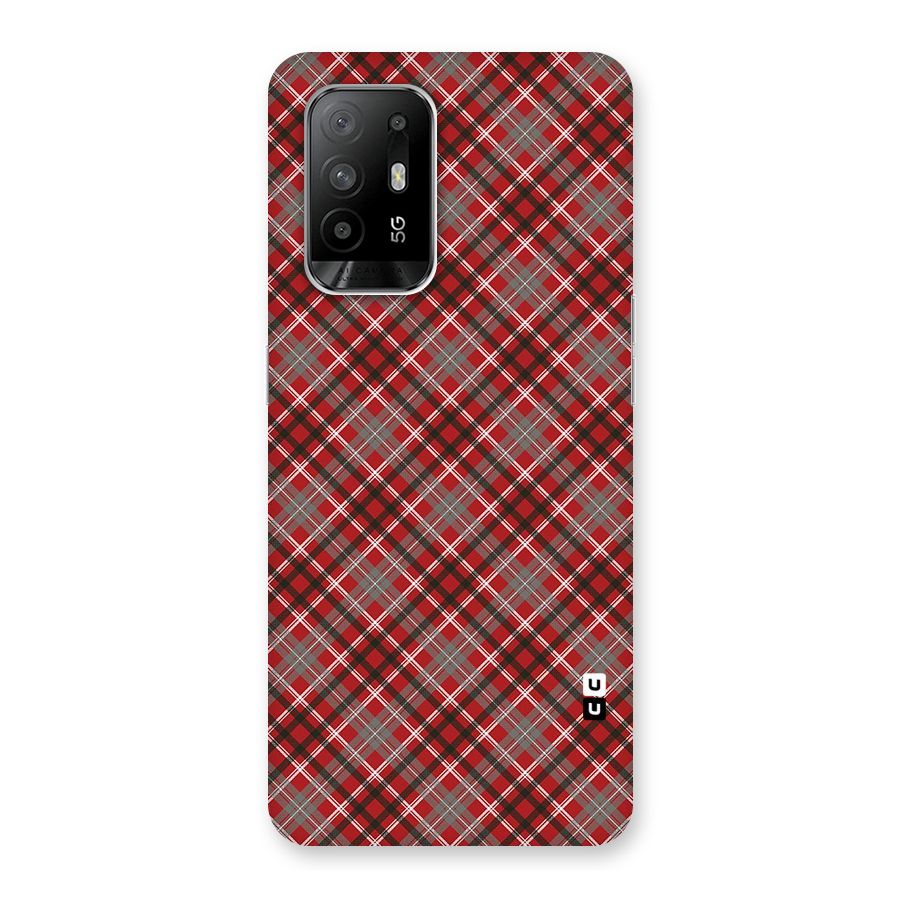 Textile Check Pattern Back Case for Oppo F19 Pro Plus 5G