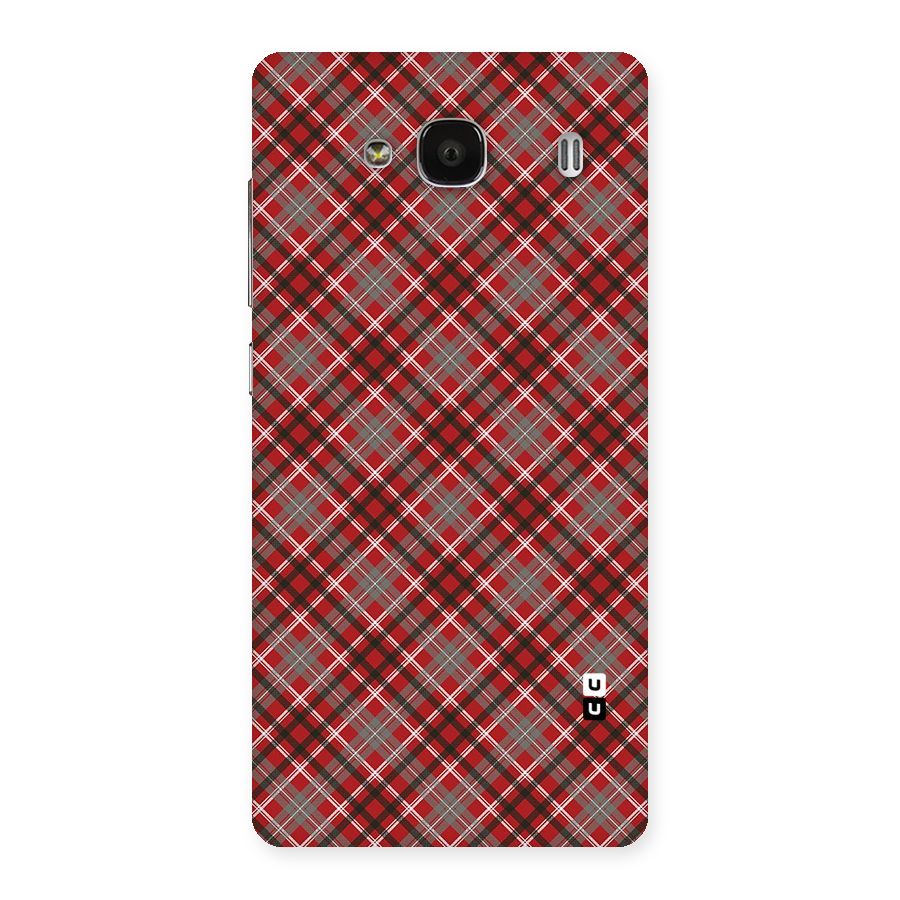 Textile Check Pattern Back Case for Redmi 2 Prime