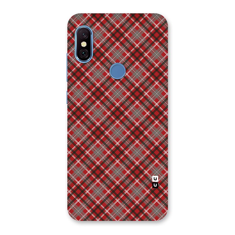 Textile Check Pattern Back Case for Redmi Note 6 Pro