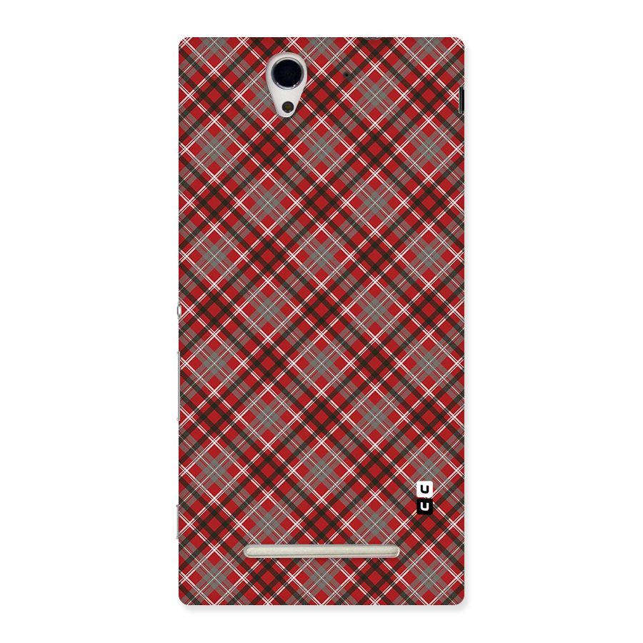 Textile Check Pattern Back Case for Sony Xperia C3