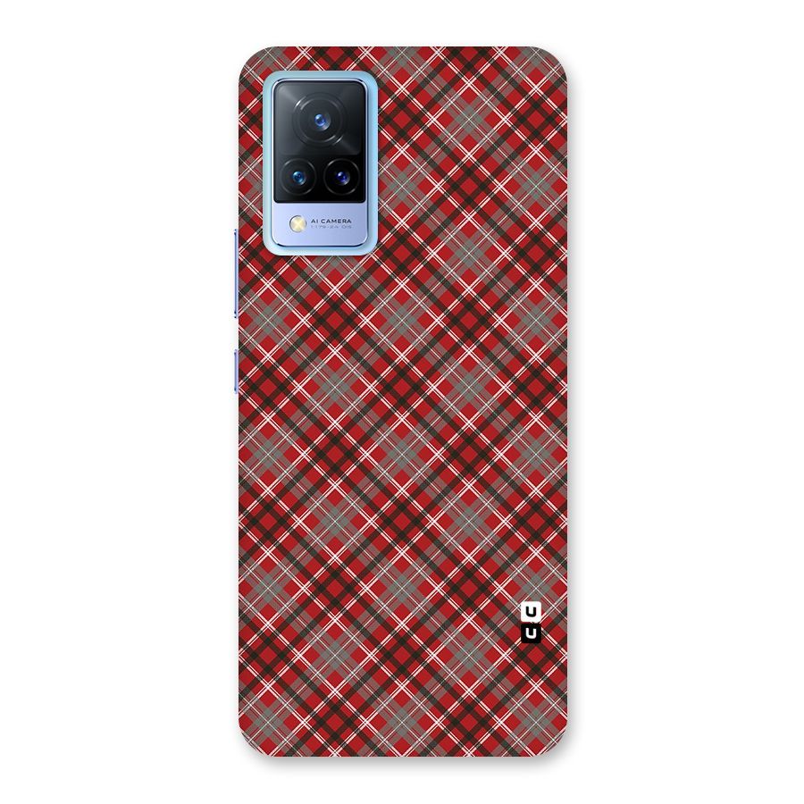 Textile Check Pattern Back Case for Vivo V21 5G
