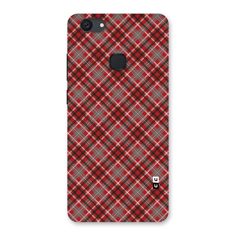 Textile Check Pattern Back Case for Vivo V7 Plus