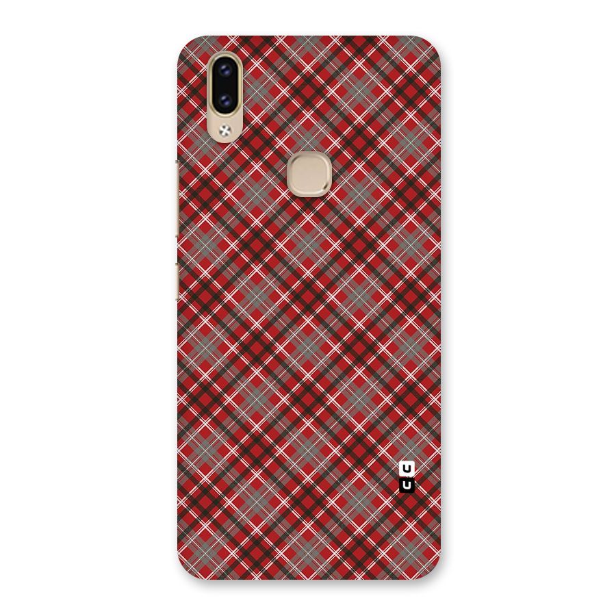 Textile Check Pattern Back Case for Vivo V9 Youth