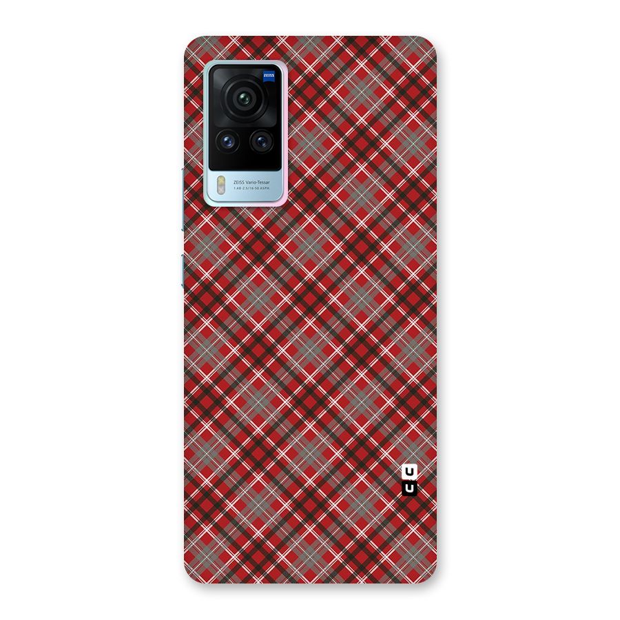 Textile Check Pattern Back Case for Vivo X60 Pro