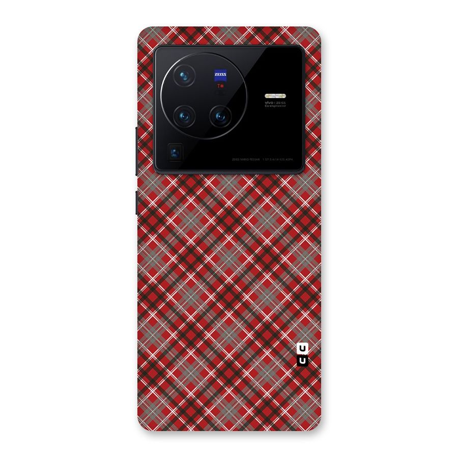 Textile Check Pattern Back Case for Vivo X80 Pro