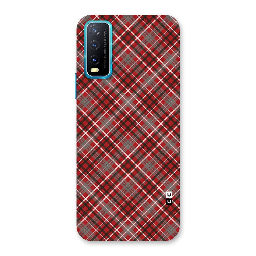 Textile Check Pattern Back Case for Vivo Y20A