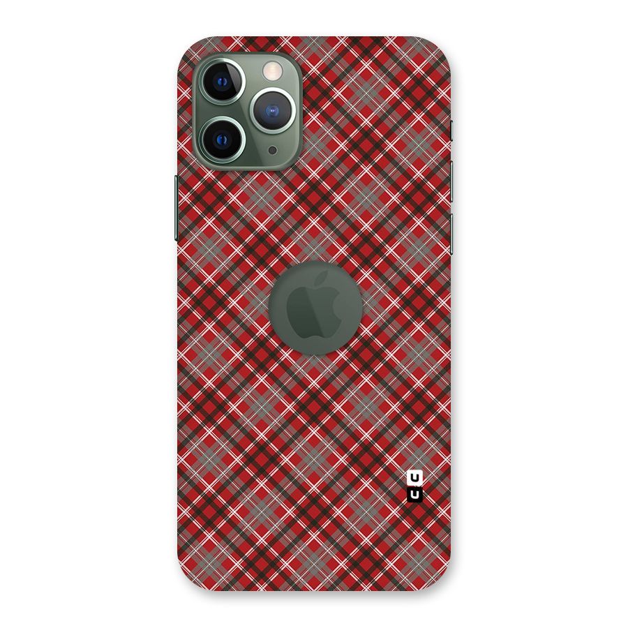 Textile Check Pattern Back Case for iPhone 11 Pro Logo  Cut