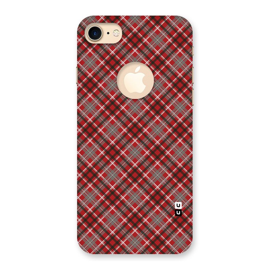 Textile Check Pattern Back Case for iPhone 8 Logo Cut