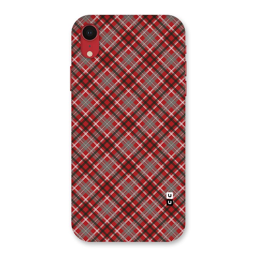 Textile Check Pattern Back Case for iPhone XR