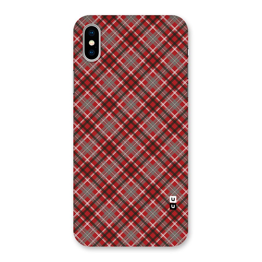 Textile Check Pattern Back Case for iPhone XS