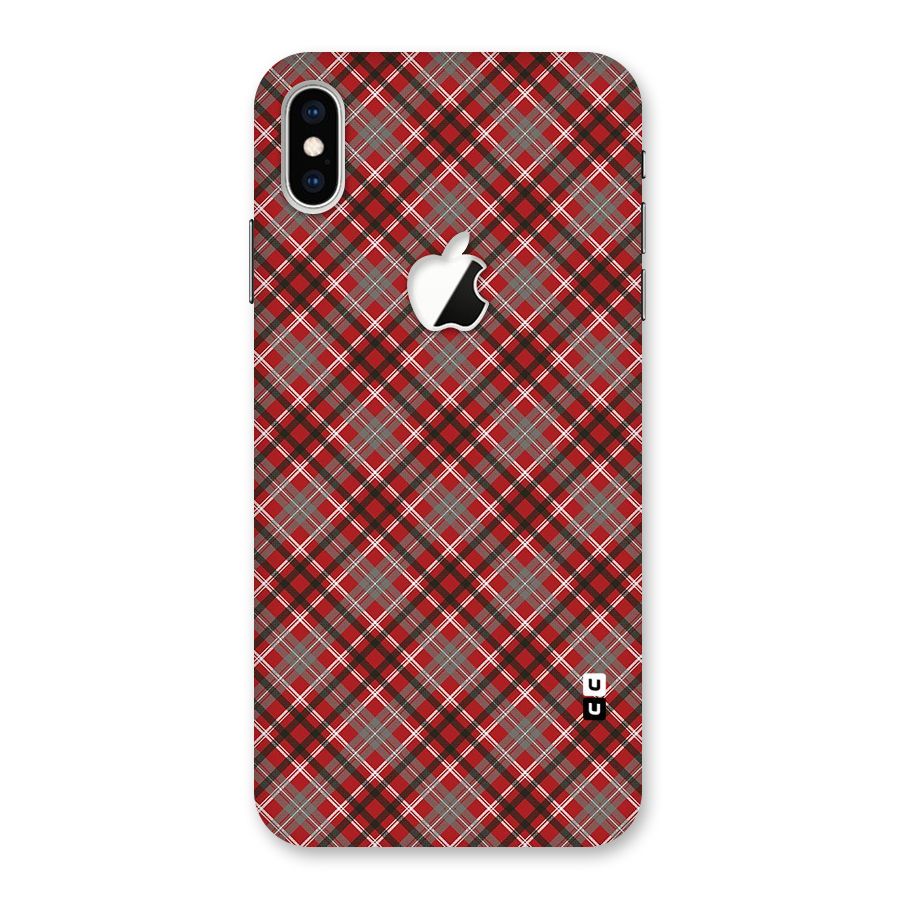 Textile Check Pattern Back Case for iPhone XS Max Apple Cut