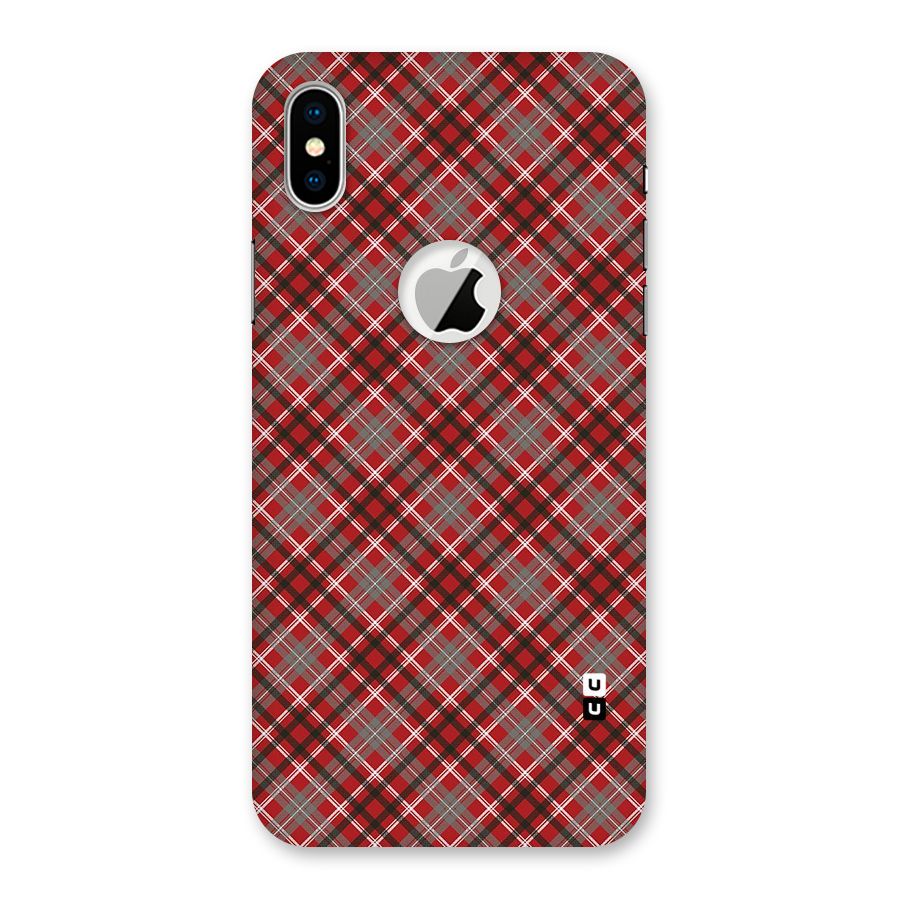 Textile Check Pattern Back Case for iPhone X Logo Cut