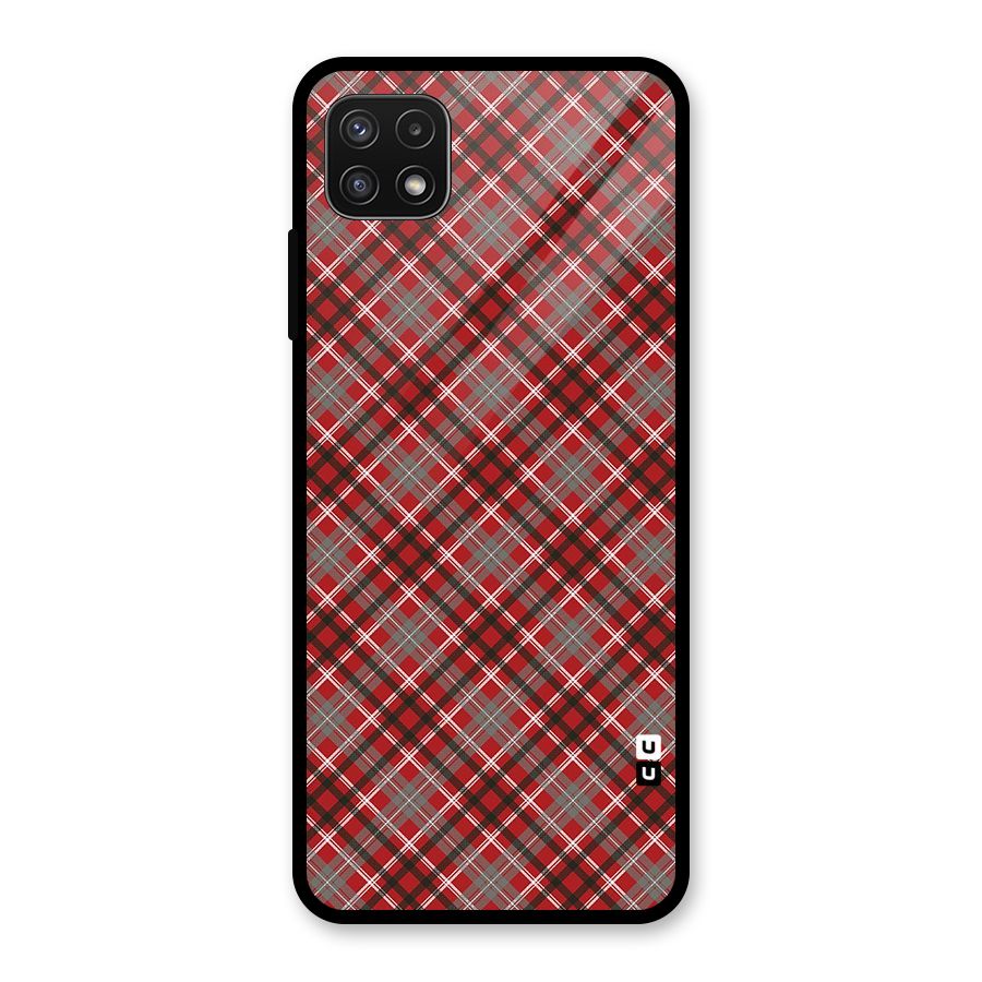 Textile Check Pattern Glass Back Case for Galaxy A22 5G