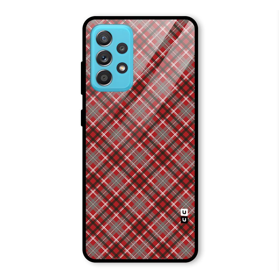 Textile Check Pattern Glass Back Case for Galaxy A52